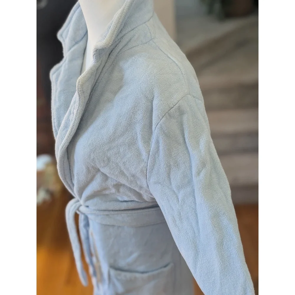 Vintage WAM 100% Turkish Cotton Bathrobe – Light Blue Spa Plush Luxury Robe L